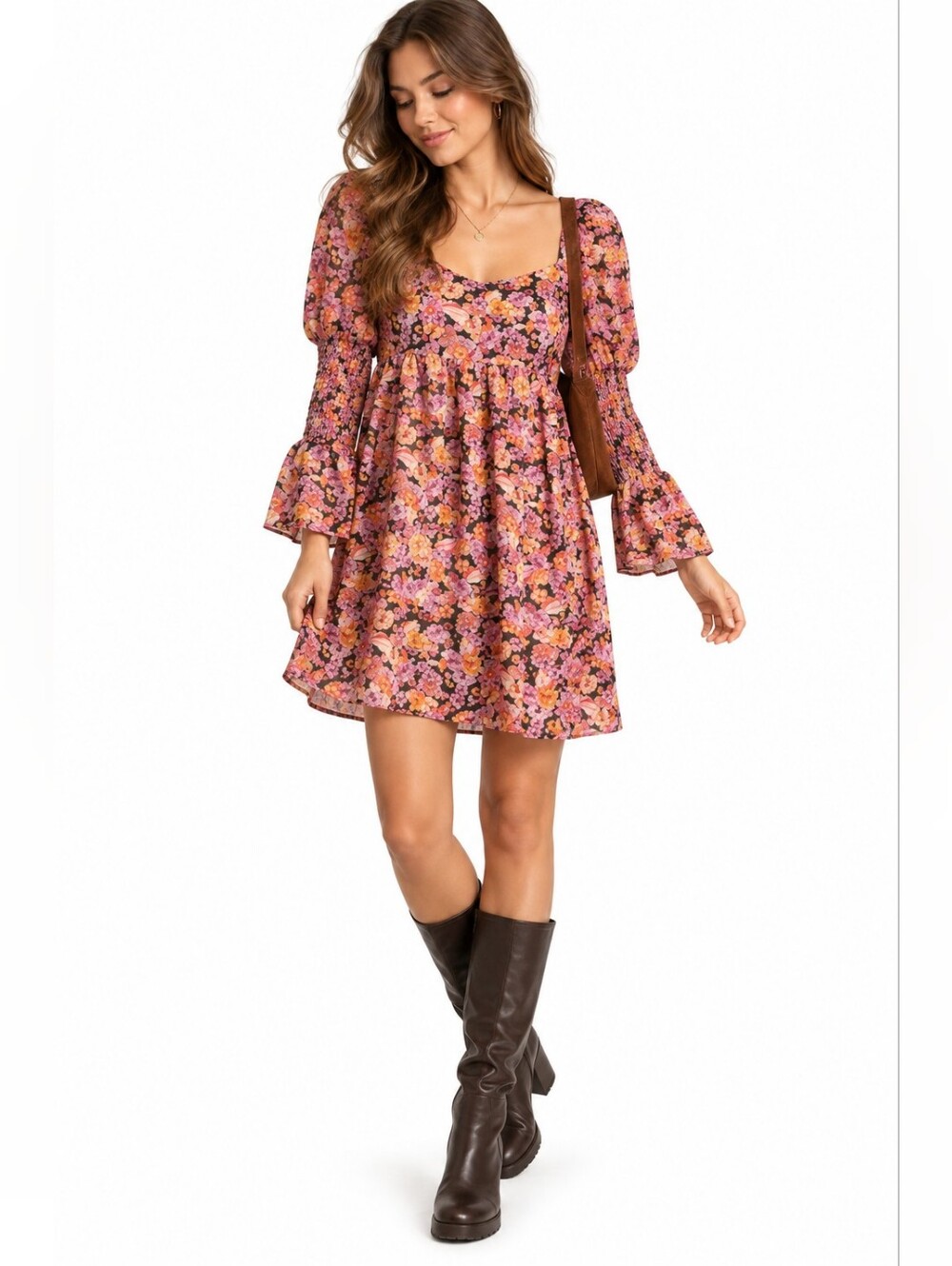 Women's BCBGeneration Floral Print Mini Dress Size 8 Pink Black